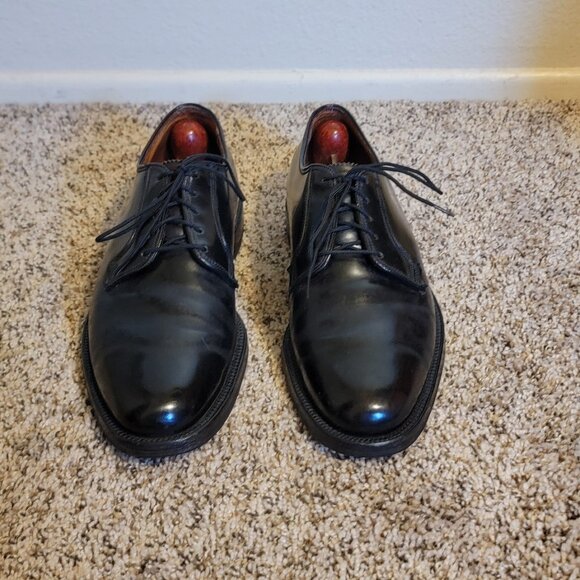 Florsheim Black SHELL CORDOVAN 9 1/2 D Plain Toe Blucher Oxfords 353219 - Picture 3 of 8
